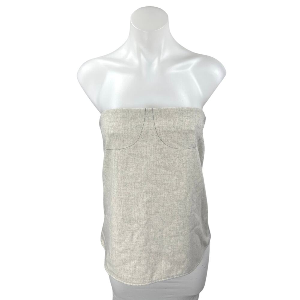 WeWoreWhat Women's Beige Sleeveless Strapless Zip Bandeau Tube Tank Top Size 0